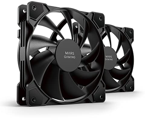 Mars Gaming MF-PROX2, Kit 2x Ventiladores 120mm, Sistema Anti-vibraciones, Ultra-silenciosos, Doble Conexión 3PIN + 4PIN, Negro