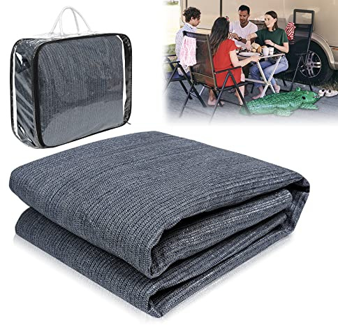 TRMLBE Tappeto per Tenda da Campeggio 300x600 cm in HDPE Antiscivolo Telo da Esterno per Tendalino Tappetino da Campeggio All'aperto Fondo Tenda con Custodia e Picchetti (Grigio Blu)