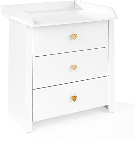 ATB Wickelkommode - Wickeltisch 101 x 85 x 75 cm - Babyzimmer Komplettset - Funktional Möbel - Bequemer Baby mit Schubladen – Baby Changing Table - Weiße - Little Heart
