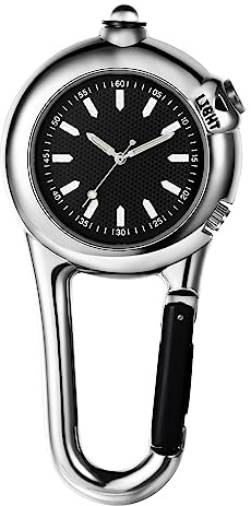 JewelryWe Orologio con Moschettone al Quarzo, Orologio Multifunzionale per Medici,Orologio Sportivo all'aperto,Clip-on Carabiner Pocket Watch Nurse
