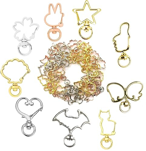 81 Stück Feder-Schlüsselanhänger-Clip, drehbarer Karabinerverschluss, Metall-Drehclip, Karabinerhaken, Schlüsselanhänger mit Kette für Schmuckherstellung, Basteln, DIY-Taschen-Schlüsselanhänger