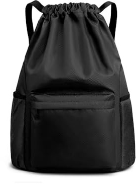 QKEPCY Mochila Saco Cordones Impermeable Bolsa Gimnasio Natación Deporte Bolsillo Frontal Compartimentos Laterales Resistente