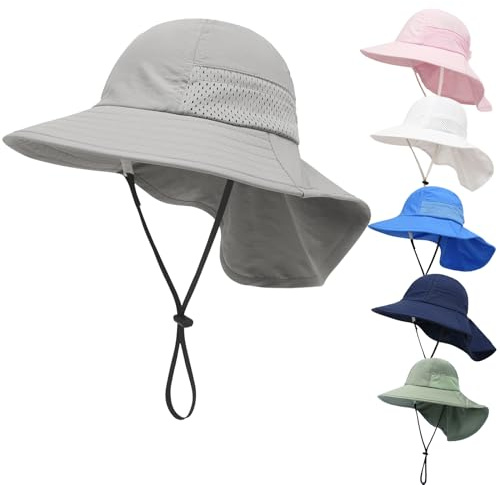 QIYIENDIAN Baby Toddler Sun Hat UPF 50+ Ajustable Protección Solar Bucket Sombreros Gorra para Niños Niños Niñas(Gray,2-6Y)