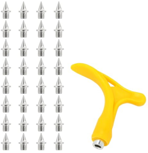SUJEBKC Pointe Athlétisme,32 Pièces Pointes Piste en Acier Inoxydable avec 1 Clé à Pointe Athlétisme, pour L'athlétisme avec Clé, pour Chaussures de Piste Saut en Longueur Course Randonnée