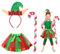 Fennoral 3tlg Weihnachtself Kostüm Mädchen Weihnachten Elf Kinderkostüm mit Grün Rot Tutu Rock Haarreif Zuckerstange Wichtel Weihnachtskostüm Weihnachtself Cosplay Kostüm Zubehör für Weihnachtsparty