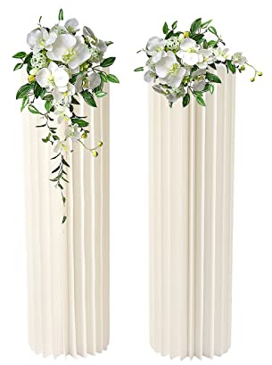 HarBin-Star – 2 stycken blompelare för bröllop och blompelare, vaser (100 cm), vikbar cylinder, blombotten, vas med akrylplatta, cylindriskt displayställ, bröllop, Centrepieces kartongvaser (A)