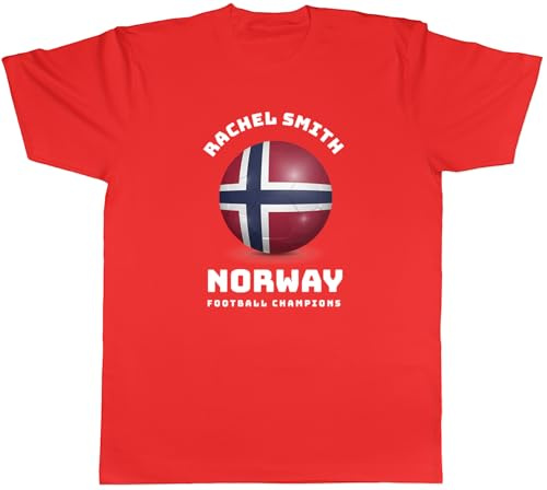 Shopagift Personalised Norway Flag Football Supporters Fan Mens T-Shirt Tee
