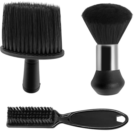 Lot de 3 Brosses de Coiffeur Professionnelles - Balai à Cou, Brosse à Barbe Douce & Accessoires Salon pour Barbier | Nettoyage Cheveux Homme et Cou