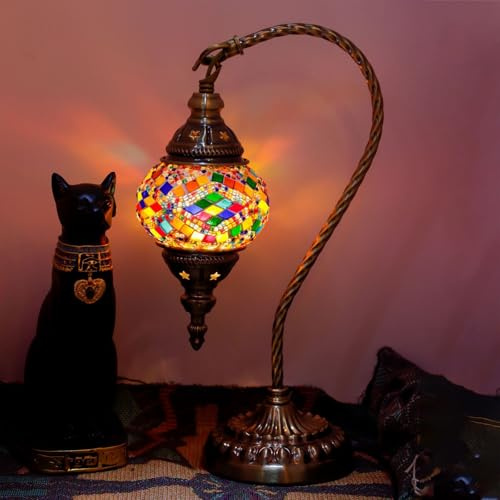 Turkisk exotisk mosaik bord med handgjord marockansk stil retro lampa skugga dekorativa lampor för sovrum jul halloween kontor konstdekor
