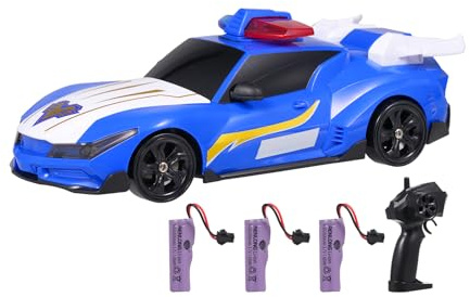 ERYUE Juguete de Deriva de Coche Policía con Control Remoto, Coche Carreras 4WD 2,4 GHz con Luces, Niños y Niñas, (#1)
