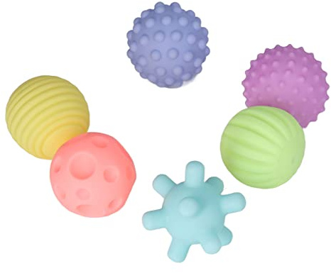 Dioche Balles Sensorielles pour Bébés 0-3 Ans – Ensemble de 6 Balles Teturées, Élastiques & Douces, Stimulent Le Toucher, la Préhension et la Coordination Main-Oeil