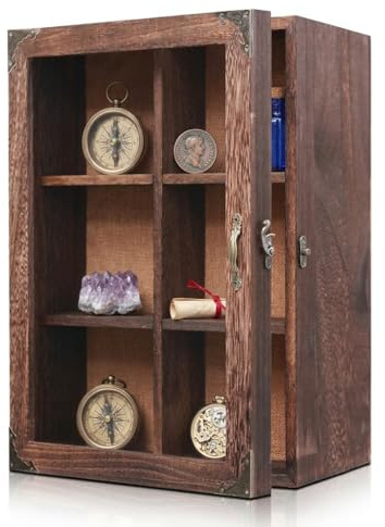Shadow Box Frame 12x16, 4.7 inches deep, Display Case with Removable Shelves & 6 Compartments, Large Memory Box for Photos, Keepsakes, Wedding, Collectibles