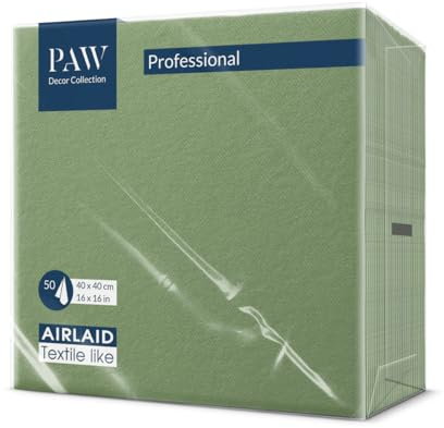 PAW - 50 Tovaglioli in Airlaid Effetto Tessuto (40x40 cm) | Tovaglioli Monouso di Alta Qualità e Assorbenti | Ideali per Matrimoni, Feste e Comunioni | Decorazioni da Tavola - Monocolore Verde