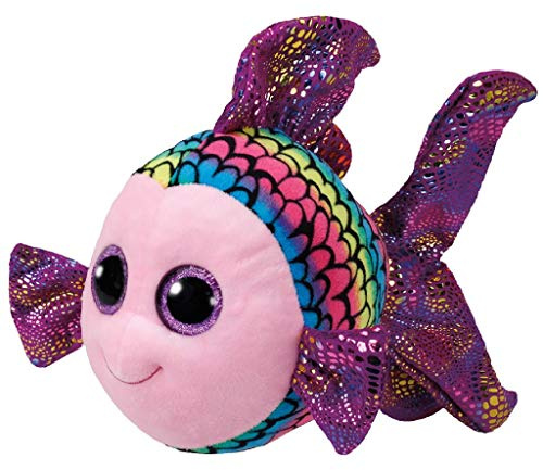 TY 37150 Beanie Boo's Flippy Fisch mit Glitzeraugen, 24 cm, Mehrfarbig