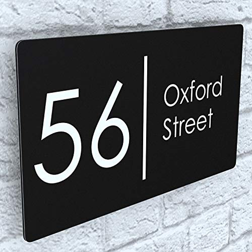 K Smart Sign | Exalted | EXA4-C-H2-27W-MB | Composite Aluminium Matt Black Floating House Sign Plaque Number | 280mm x 160mm