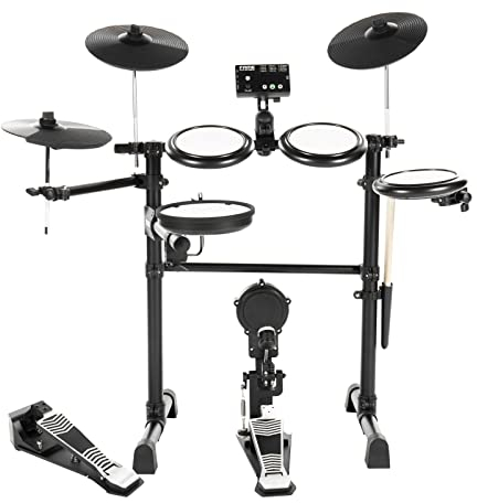 Fame DD-Lite Pro E-Drum Set, Elektronisches Schlagzeug-Set mit 144 Sounds, 12 Drumsets, Aux-Eingang, MIDI, Drumsticks, Drum Key, Mesh Heads, Kick-Pad, E-Schlagzeug, Schwarz