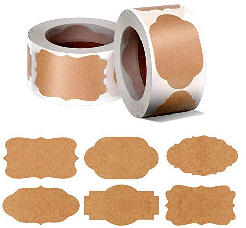 Autocollants D'étiquettes en Papier Kraft, 600 Pièces Étiquettes Autocollantes, D'autocollants de Bureau et de Cuisine, Utilisé pour le Dossier, les Bouteilles, les Emballages Cadeaux (Brun)