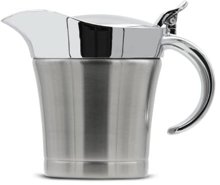 Thermo-Sauciere aus rostfreiem Edelstahl, in Silber, mit Klappdeckel, Volumen ca. 0,5l