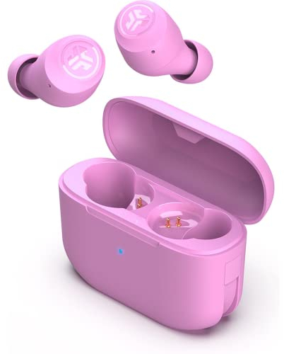 JLab Go Air Pop True Wireless Earbuds, In Ear Headphones, Bluetooth Earphones, Ear Buds with 32H Playtime, Bluetooth Earbuds with Microphone, USB Charging Case, Dual Connect, EQ3 Sound, Pink
