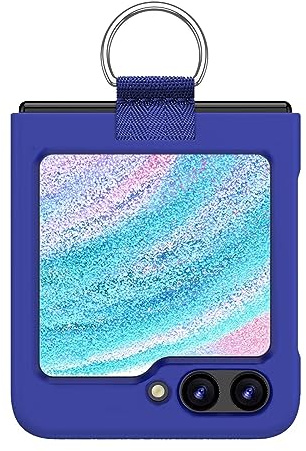 EASSGU Coque Skin-Touch avec Anneau Métallique pour Samsung Galaxy Z Flip5 / Samsung Galaxy Flip 5 2023 (6.7) - Bleu Klein.