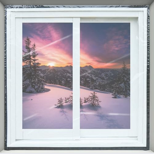 Cortinas aislantes personalizables para el hogar, película de ventana transparente reutilizable a prueba de roturas para invierno, para evitar el frío, el calor y el viento,95x100cm(37.4x39.9in)