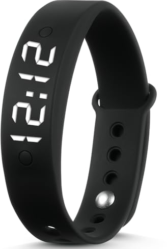 ACWOO Vibrationsalarm Erinnerung Uhr, persönliche Alarme oder Pille Erinnerungen pro Tag, bis zu 15 persönliche Alarme, Schwarz