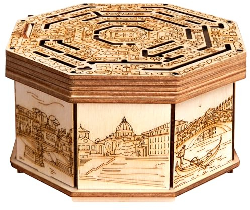 ESC WELT Wooden Secret Maze Box - Kreative Geschenkbox für Geld, Gutscheine, Geschenkkarten - 3D-Holzkastenspiel - Geschenkrätselspiel - Geschenkbox für Jugendliche und Erwachsene - 3D-Holzpuzzle