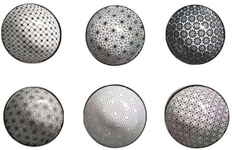 Ard'time - Lot de 6 Petits Bols, Bol à Céréales, à Soupe, à Dessert, Bol Petit Déjeuner, Récipients en Porcelaine 250ml, Bols à Motif Noir et Blanc, Vaisselle Chic, Design 2, Collection KOMAE