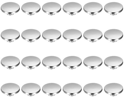 sourcing map Set di 24 borchie a testa piatta da 20 mm, rivetti rotondi per borse, borchie in metallo, rivetti per fai da te, artigianato in pelle, cinghie per cintura, argento