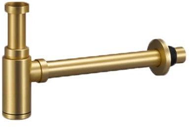 Sifone rotondo a bottiglia, in acciaio inox, per lavandino del bagno, kit con tubo di scarico per lavabo e lavabo (oro spazzolato)