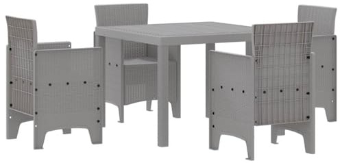 vidaXL 5-delat trädgårdsmöbelset ljust grått poly rattan