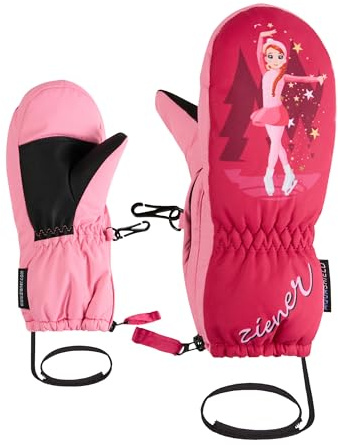 Ziener LEPRINT-Z - Guanti da sci per bambini, per sport invernali, impermeabili, motivo divertente, rosa, 3,5