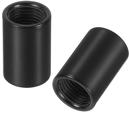 VIAPUICE M10 Round Connector Nut 20mm 2 Pcs Metal Threaded Rods Coupler | Screw Coupling Accessory for M10 Lamp Downrods Bracket Threaded Rods Studs, Black