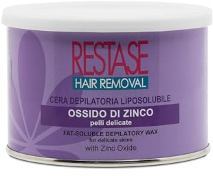 RESTASE | Cera Depilatoria Liposolubile, Ossido di Zinco, Pelli Delicate, 400 ml, Made in Italy