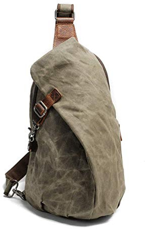 Mochila bandolera de lona encerada para hombre, estilo casual, Verde (Army Green2), Talla única, Mochilas Sling