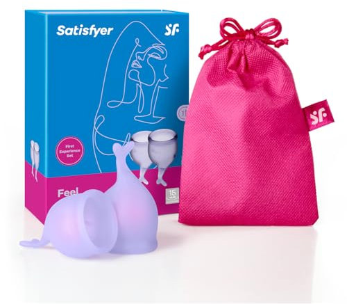 Satisfyer Feel Secure Menstruationstasse 2 Stück | Wiederverwendbare & nachhaltige Menstrual Cups, 15 & 20 ml | Einfache Reinigung & Komfortabel | Langlebiger Schutz medizinisches Silikon: Flieder