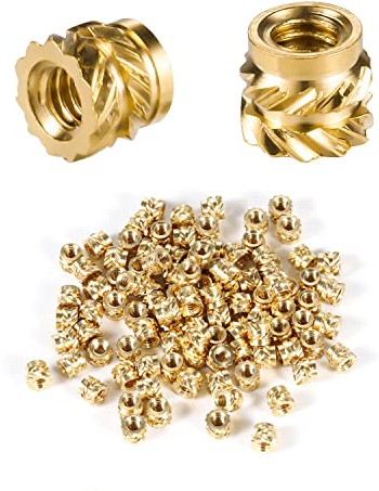 AIEX 100 Piezas Tuercas de Latón, Insertos Roscados M2 Tuercas Moleteadas con Rosca Hembra Inserción Roscadas para Impresión 3D Computadora Portátil Automotriz Carcasa de Plástico (M2x3x3.5mm)