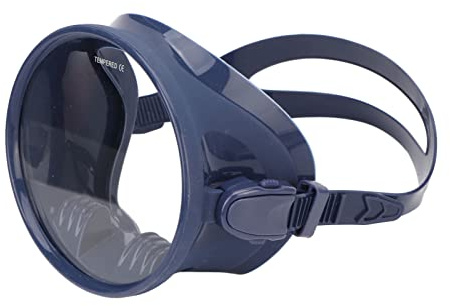 TOPINCN Dykglasögon, snorkelglasögon i härdat glas, matsilikon, oval form, läckagesäker, justerbar för simning (blå)