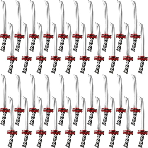 Fahacop 40 Pack 30 Inch Inflatable Samurai Swords Blow Up Ninja Sword Inflatable Katana Toys for Kids Halloween Ninja Cosplay Party Favors