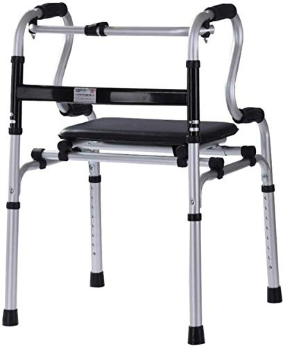 Andador plegable de altura ajustable sin ruedas con asiento suave para ancianos, con estrella de luz