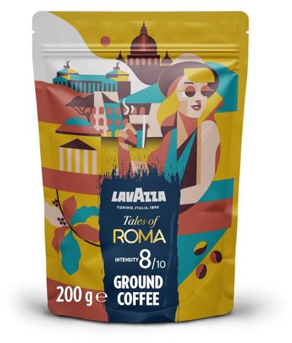 Lavazza, Tales of Napoli, Café Moulu, 200 g, Idéal pour la Machine Filtre ou Manuelle, Notes de Cacao et de Caramel, Arabica et Robusta, Intensité 9/10, Torréfaction Foncée