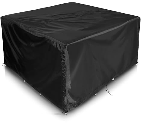 COMLAX FIELD Abdeckungen für Gartenmöbel, Wasserdichte Abdeckplane Terrassenmöbel, Schutzhülle Gartentisch Winterfest, Lounge Abdeckung Outdoor Regenschutz und Wetterfest, 150x150x75cm