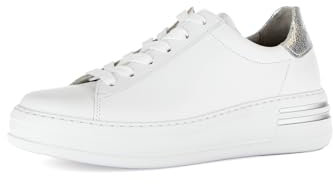 Gabor Damen Low-Top Sneaker, Frauen Halbschuhe,schnürschuhe,schnürer,straßenschuhe,Strassenschuhe,Sportschuhe,Weiss/Argento,44 EU / 9.5 UK