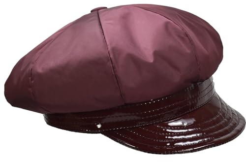 Melegari Schirmmütze | wasserdichte Mütze für Damen | Barbara Baloon Baker Boy Cap | glänzendes und weiches Visier | innen aus Fleece / Fleece, bordeaux, 55-59