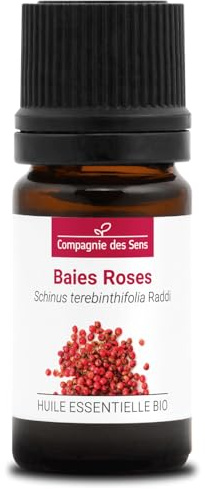 BAIES ROSES BIO - 5mL - Huile Essentielle de Qualité Premium - 100% Pure, Naturelle, garantie ChromaCert® - Chémotypée & Intégrale
