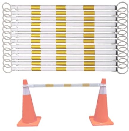 Trafikkonstänger, Infällbara PVC-trafikkoner med reflekterande film, 12-pack, flerfärgade, 1,25–2 m(Yellow and White)