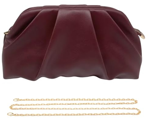 Pahajim kuvertväska för kvinnor, pleated PU-läder, handväska, liten, elegant med kedja, axelväska för bröllop, fest, dejt