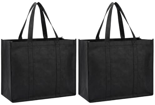 Pack de 2 Bolsas de la Compra Reutilizables (41x33x26cm), Bolsa Plegable de Gran Capacidad, Shopper de Tela Resistente para Supermercado, Viaje y Playa