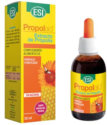 Propolaid Extracto de Propoleo Sin Alcohol 100% Natural, 50 ml - Ayuda las Defensas, Antiséptico, Antiinflamatorio y Regula el Sistema Inmunológico. Sabor Frambuesa y para Toda la Familia