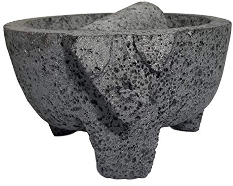 Molcajete Mörser mit Schweinekopf, schwarz, Lavastein, Mörser, Mörser, Mörser, Schüssel, Werkzeug, gebraucht